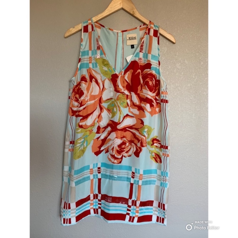 Rozae by Rozae Nichols Art To Wear Floral Silk Shift Dress Size 12 NWT FLAWS